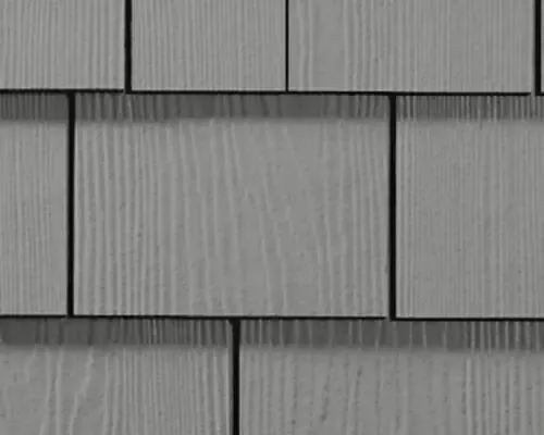 A swatch of gray James Hardie HardieShingle siding.