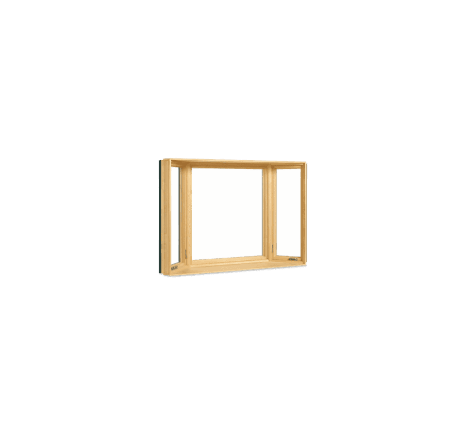 A light brown Bay/Bow Window.