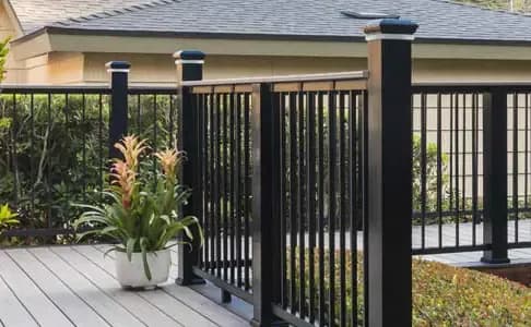 New black deck railing.