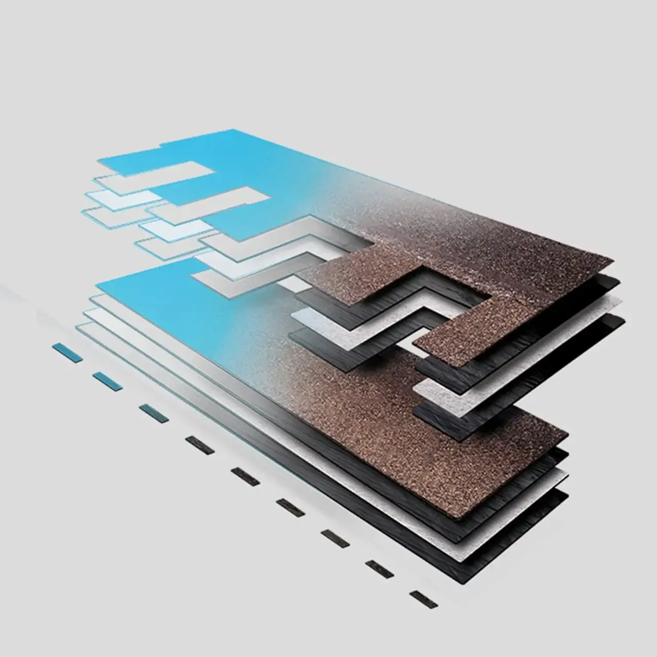 An illustration of GAF advanced protection roofing shingles.