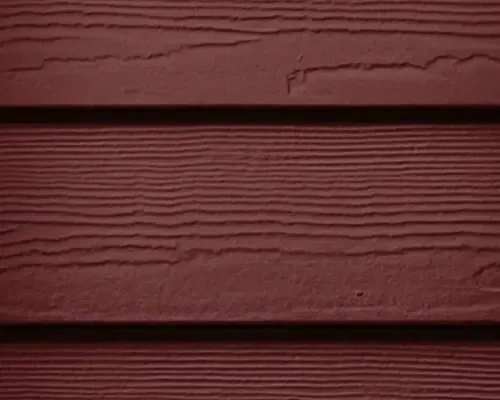 A red swatch of the Cedarmail James Hardie HardiePlank Lap Siding.