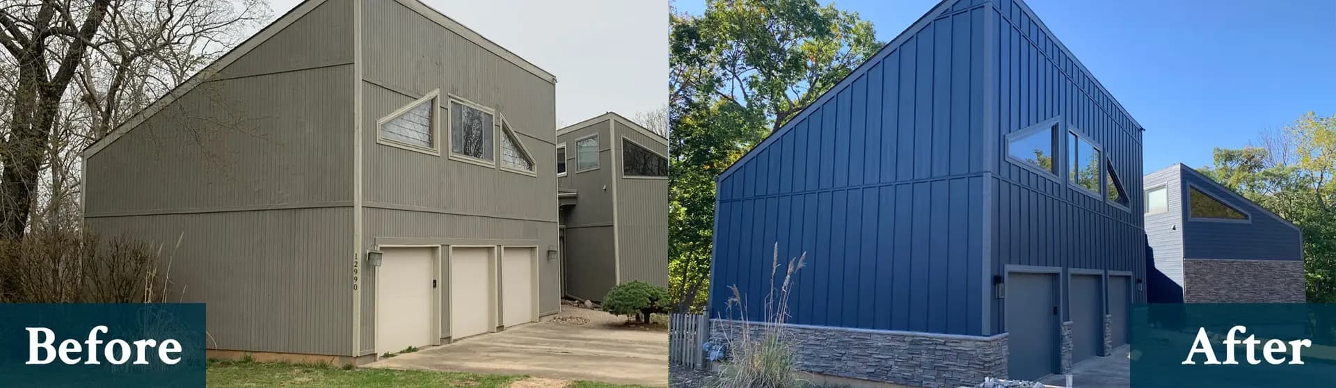 Hardie & Stone Veneer siding installed on an Olathe, KS home by Safe Harbor Exteriors